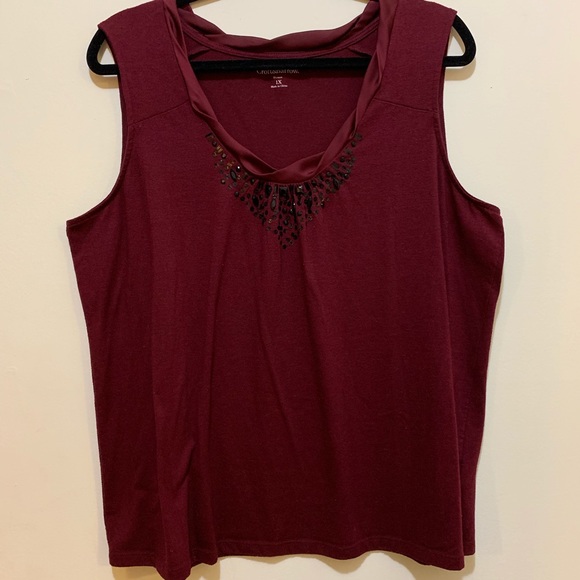 croft & barrow Tops - Croft & Barrow Merlot Tank Top Black Sequins